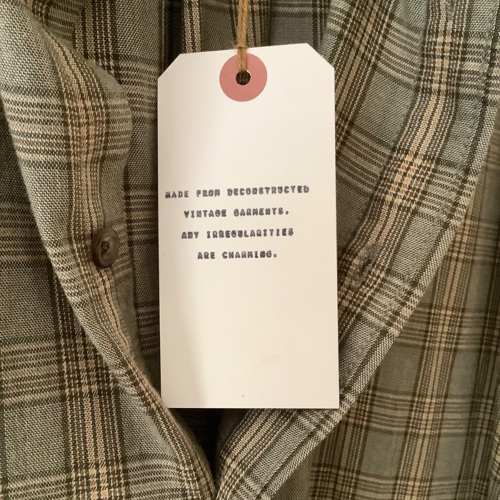 STATE Artist Smock sleeveless buttondown green plaid lightweight collectors item - Picture 5 of 13